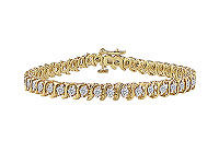 Diamond S Bracelet : 14K Yellow Gold - 3.00 CT Diamonds
