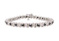 Blue Sapphire and Diamond Bracelet : 10K White Gold - 3.00 CT TGW