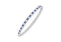 Sapphire and Diamond Eternity Bangle : 14K White Gold - 2.00 CT TGW
