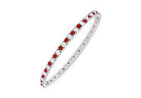 Ruby and Diamond Eternity Bangle : 14K White Gold - 5.00 CT TGW
