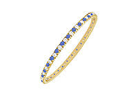 Sapphire and Diamond Eternity Bangle : 14K Yellow Gold - 2.00 CT TGW