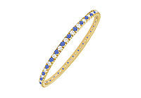 Sapphire and Diamond Eternity Bangle : 14K Yellow Gold - 3.00 CT TGW