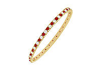 Ruby and Diamond Eternity Bangle : 14K Yellow Gold - 5.00 CT TGW