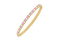 Pink Sapphire and Diamond Eternity Bangle : 14K Yellow Gold - 5.00 CT TGW