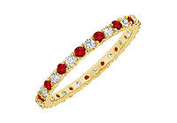 Ruby and Diamond Eternity Bangle : 14K Yellow Gold - 6.00 CT TGW