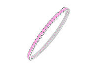 Pink Sapphire Eternity Bangle : 14K White Gold - 3.00 CT TGW