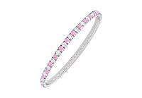 Pink Sapphire and Diamond Eternity Bangle : 14K White Gold - 5.00 CT TGW