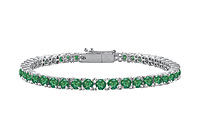 Emerald Tennis Bracelet : 14K White Gold - 2.00 CT TGW