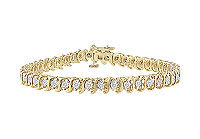 Diamond S Tennis Bracelet : 14K Yellow Gold - 1.00 CT Diamonds