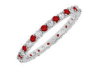 Ruby and Diamond Eternity Bangle : 14K White Gold - 10.00 CT TGW