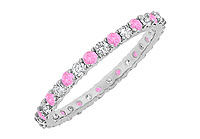 Pink Sapphire and Diamond Eternity Bangle : 14K White Gold - 10.00 CT TGW