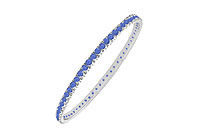 Sapphire Eternity Bangle : 14K White Gold - 3.00 CT TGW