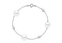 Diamond and Cultured South Sea Pearl Bracelet : 14K White Gold - 0.15 CT Diamonds