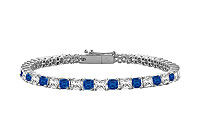 Sapphire and Diamond Tennis Bracelet : 14K White Gold  2.00 CT TGW