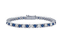 Sapphire and Diamond Tennis Bracelet : Platinum - 1.00 CT TGW