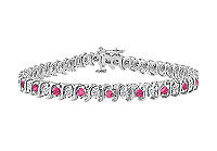 Pink Sapphire and Diamond S Tennis Bracelet : 18K White Gold  4.00 CT TGW