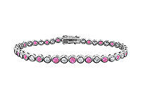Pink Sapphire and Diamond Tennis Bracelet : 18K White Gold  2.00 CT TGW