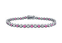 Pink Sapphire and Diamond Tennis Bracelet : Platinum  4.00 CT TGW