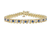 Sapphire and Diamond Tennis Bracelet : 14K Yellow Gold - 1.00 CT TGW