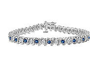 Sapphire and Diamond Tennis Bracelet : 18K White Gold - 1.00 CT TGW
