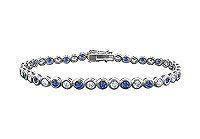 Sapphire and Diamond Tennis Bracelet : 18K White Gold - 2.00 CT TGW