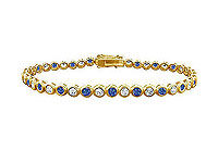 Sapphire and Diamond Tennis Bracelet : 18K Yellow Gold - 4.00 CT TGW