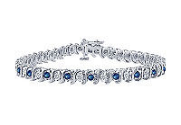 Sapphire and Diamond Tennis Bracelet : Platinum - 3.00 CT TGW