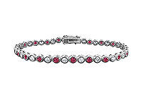 Ruby and Diamond Tennis Bracelet : 14K White Gold - 2.00 CT TGW