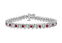 Ruby and Diamond Tennis Bracelet : 18K White Gold - 5.00 CT TGW