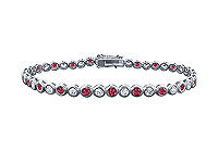 Ruby and Diamond Tennis Bracelet : Platinum - 3.00 CT TGW
