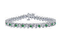 Emerald and Diamond Tennis Bracelet : Platinum - 1.00 CT TGW