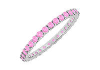 Pink Sapphire Eternity Bangle : 14K White Gold - 6.00 CT TGW