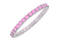 Pink Sapphire Eternity Bangle : 14K White Gold - 10.00 CT TGW