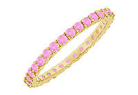 Pink Sapphire Eternity Bangle : 14K Yellow Gold - 10.00 CT TGW