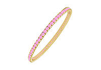 Pink Sapphire Eternity Bangle : 14K Yellow Gold - 3.00 CT TGW