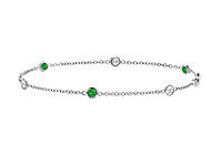 Emerald and Diamond Bracelet : 18K White Gold - 0.75 CT TGW