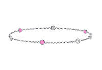 Pink Sapphire and Diamond Bracelet : 14K White Gold - 0.75 CT TGW