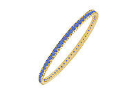 Sapphire Eternity Bangle : 14K Yellow Gold - 3.00 CT TGW
