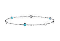 Blue Topaz and Diamond Bracelet : 18K White Gold - 1.00 CT TGW