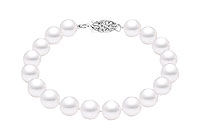 Cultured White Akoya Pearl Bracelet : 14K White Gold - 7 MM