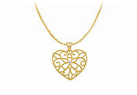 Diamond Heart Pendant : 14K Yellow Gold - 0.005 CT Diamond