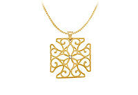 Diamond Medallion Pendant : 14K Yellow Gold - 0.005 CT Diamond