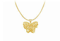 14K Yellow Gold Wire Butterfly Pendant