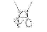 14K White Gold Letter A Script Pendant