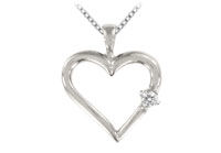 Diamond Heart Pendant : 14K White Gold - 0.05 CT Diamonds
