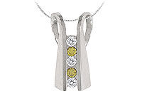 Yellow Sapphire and Diamond Pendant : 14K White Gold - 1.00 CT TGW