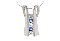 Blue Sapphire and Diamond Pendant : 14K White Gold - 1.00 CT TGW