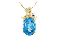 Blue Topaz and Diamond Pendant : 14K Yellow Gold - 7.75 CT TGW