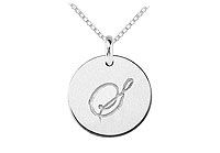 14K White Gold Plain Letter S Script Disc Initial Pendant