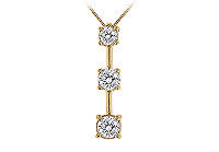 Three Stone Diamond Pendant : 14K Yellow Gold - 1.00 CT Diamonds